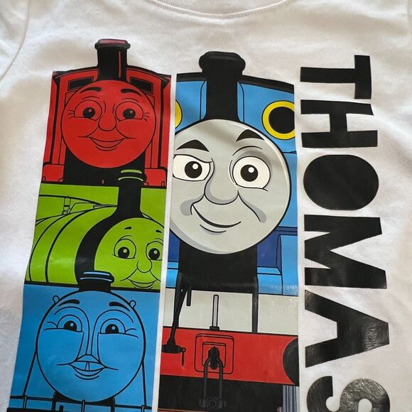 New No Tag Thomas & Friends White Crew Neck Decal Tee Shirt 3T‎ - Picture 4 of 5